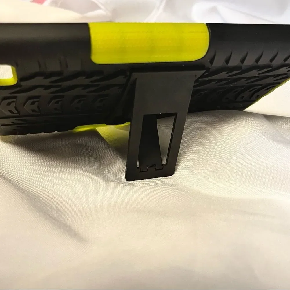 Rugged Black & Lime Green Tablet Case with Kickstand #87